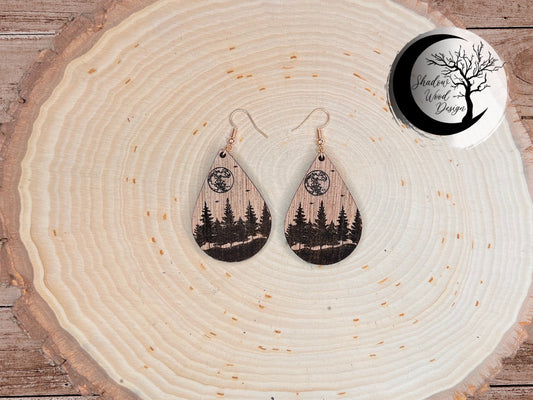 Wood Themed Teardrop Earrings